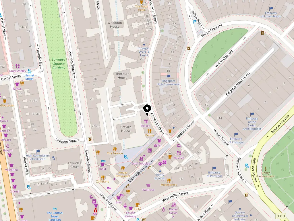 Map showing E-Pulsive at 9 Kinnerton Street, Belgravia, London SW1X 8EA